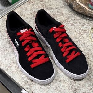 Puma Marvel Black Sneakers with Red Laces
